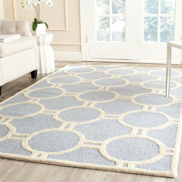 Safavieh Cambridge Hand Tufted Runner Rug- Light Blue - Ivory- 2 ft. 6 in. x 4 ft. - CAM145A-24