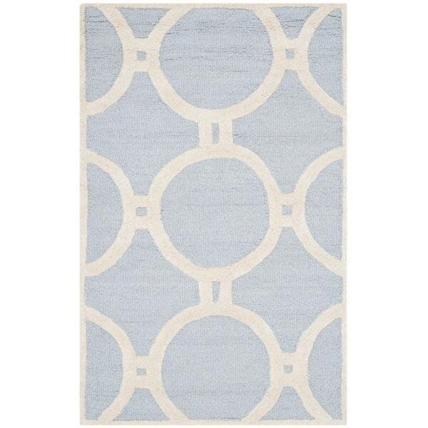 Safavieh Cambridge Hand Tufted Runner Rug- Light Blue - Ivory- 2 ft. 6 in. x 4 ft. - CAM145A-24