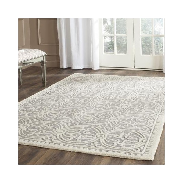 Safavieh 2 ft.-6 in. x 10 ft. Runner Transitional Cambridge- Silver and Ivory Hand Tufted Rug - CAM123D-210