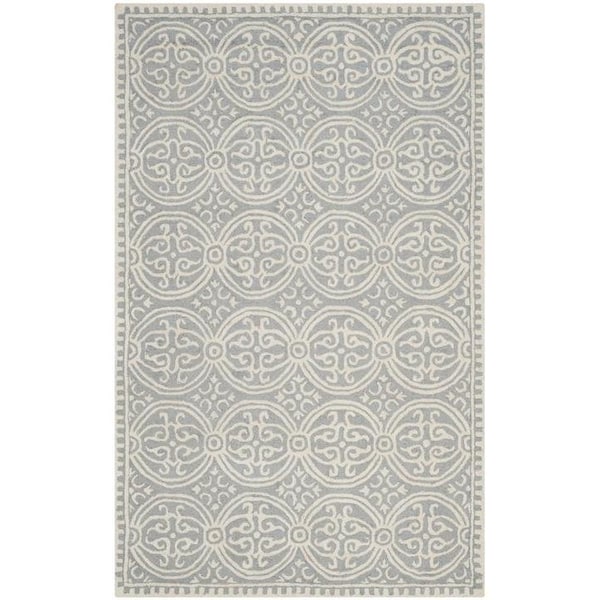 Safavieh 2 ft.-6 in. x 10 ft. Runner Transitional Cambridge- Silver and Ivory Hand Tufted Rug - CAM123D-210