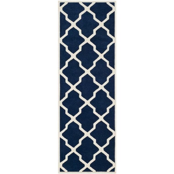 Safavieh 2 Ft. x 3 Ft. Rectangle- Contemporary Chatham Dark Blue And Ivory Hand Tufted Rug - CHT735C-2