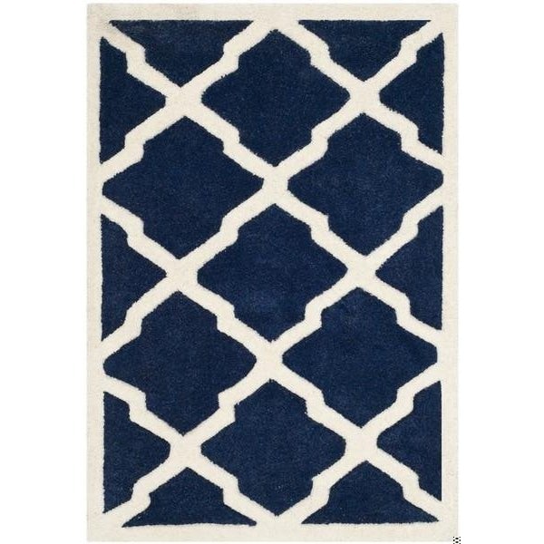 Safavieh 2 Ft. x 3 Ft. Rectangle- Contemporary Chatham Dark Blue And Ivory Hand Tufted Rug - CHT735C-2
