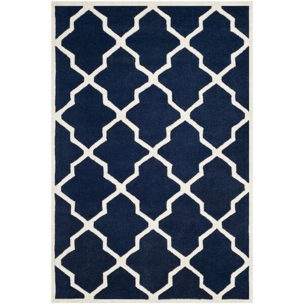 Safavieh 2 Ft. x 3 Ft. Rectangle- Contemporary Chatham Dark Blue And Ivory Hand Tufted Rug - CHT735C-2
