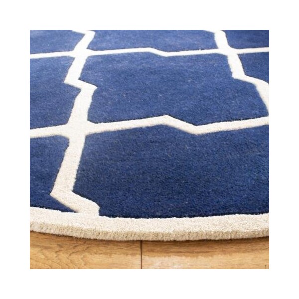 Safavieh 2 Ft. x 3 Ft. Rectangle- Contemporary Chatham Dark Blue And Ivory Hand Tufted Rug - CHT735C-2
