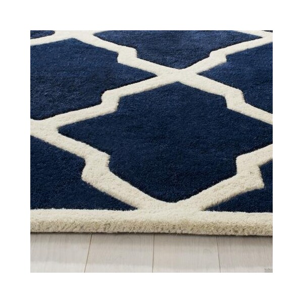 Safavieh 2 Ft. x 3 Ft. Rectangle- Contemporary Chatham Dark Blue And Ivory Hand Tufted Rug - CHT735C-2