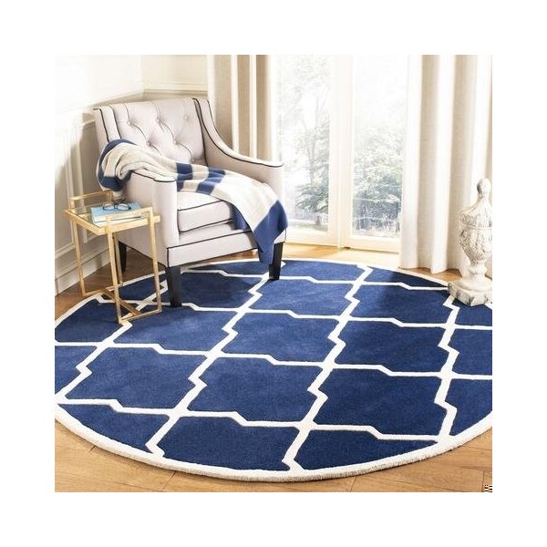 Safavieh 2 Ft. x 3 Ft. Rectangle- Contemporary Chatham Dark Blue And Ivory Hand Tufted Rug - CHT735C-2