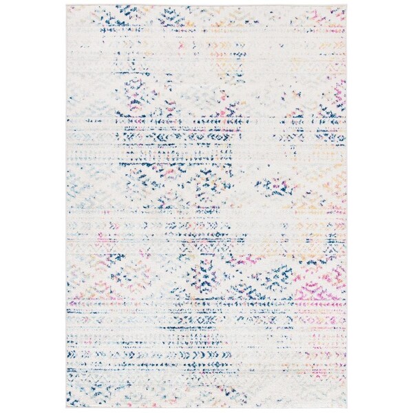 Safavieh 4 x 6 ft. Tulum 200 Power Loomed Rectangle RugIvory & Blue - TUL272C-4