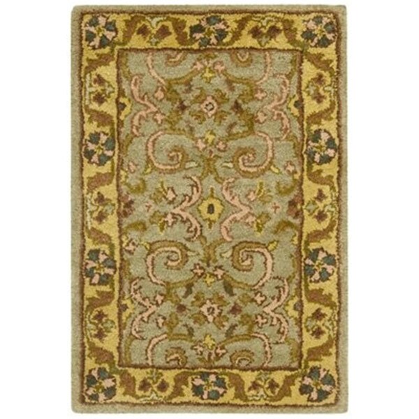 Safavieh 2 ft. - 3 in. x 10 ft. Runner- Traditional Heritage Green And Gold Hand Tufted Rug - HG924A-210