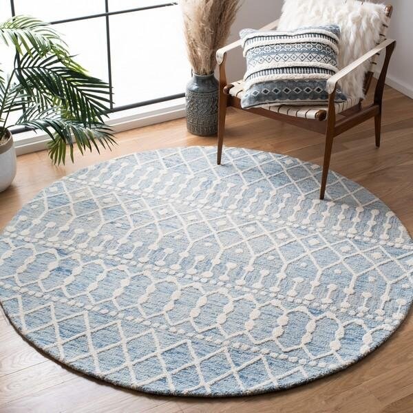 Safavieh Blossom Hand Tufted Runner Area RugBlue & Ivory 2 ft.3 in. x 8 ft. - BLM115M-28