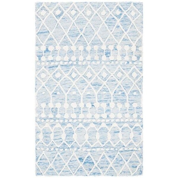 Safavieh Blossom Hand Tufted Runner Area RugBlue & Ivory 2 ft.3 in. x 8 ft. - BLM115M-28