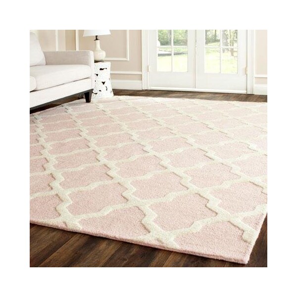 Safavieh 6 x 9 ft. Medium Rectangle Transitional Cambridge- Light Pink and Ivory Hand Tufted Rug - CAM121M-6
