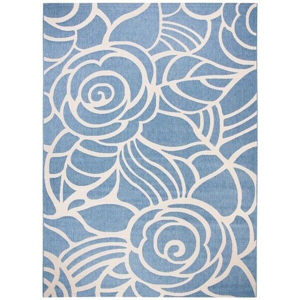 Safavieh 6 Ft. -7 In. X 6 Ft. -7 In. Round Indoor-Outdoor Courtyard- Navy And Beige- Power Loomed Rug - CY5142-268-7R