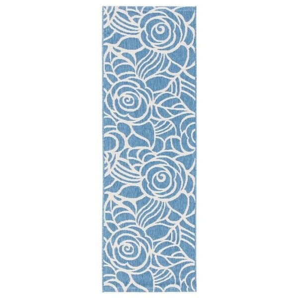 Safavieh 6 Ft. -7 In. X 6 Ft. -7 In. Round Indoor-Outdoor Courtyard- Navy And Beige- Power Loomed Rug - CY5142-268-7R
