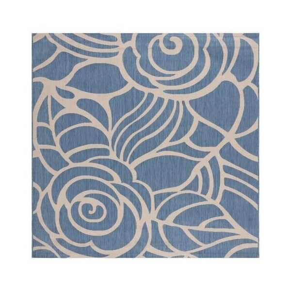 Safavieh 6 Ft. -7 In. X 6 Ft. -7 In. Round Indoor-Outdoor Courtyard- Navy And Beige- Power Loomed Rug - CY5142-268-7R