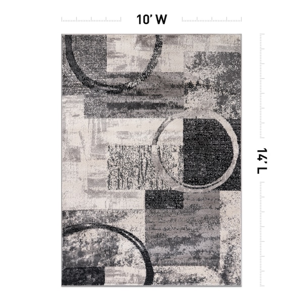World Rug Gallery Contemporary Abstract Circle Design Soft Area Rug 10' x 14' Cream - 307CREAM10X14