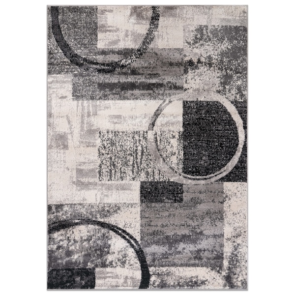 World Rug Gallery Contemporary Abstract Circle Design Soft Area Rug 10' x 14' Cream - 307CREAM10X14