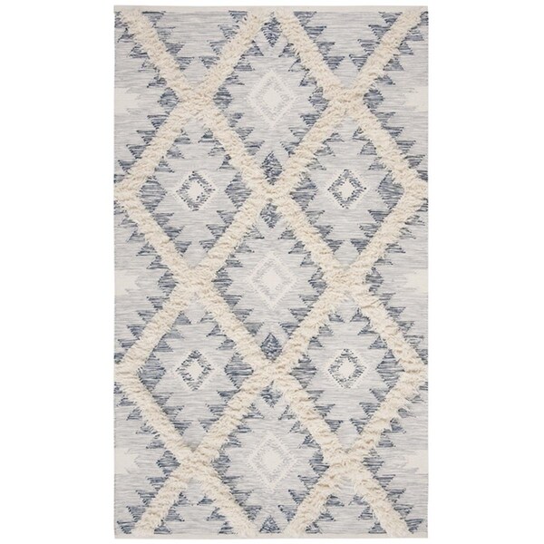 Safavieh Hand Woven 8 x 10 ft. Kenya Contemporary RugSilver & Ivory Rectangle - KNY455G-8