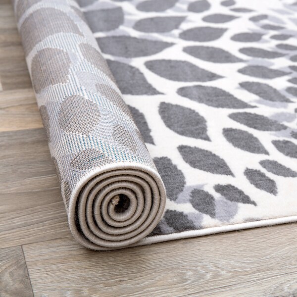 World Rug Gallery Modern Floral Circles Design 6'6'' x 9' Gray Area Rug - 9099GRAY6X9