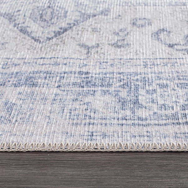 World Rug Gallery Medallion Boho Machine Washable Blue Area Rug 8'4''x11'6'' - 5054BLUE9X12