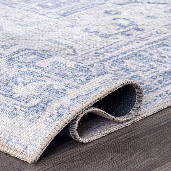 World Rug Gallery Medallion Boho Machine Washable Blue Area Rug 8'4''x11'6'' - 5054BLUE9X12