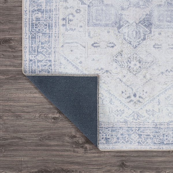 World Rug Gallery Medallion Boho Machine Washable Blue Area Rug 8'4''x11'6'' - 5054BLUE9X12