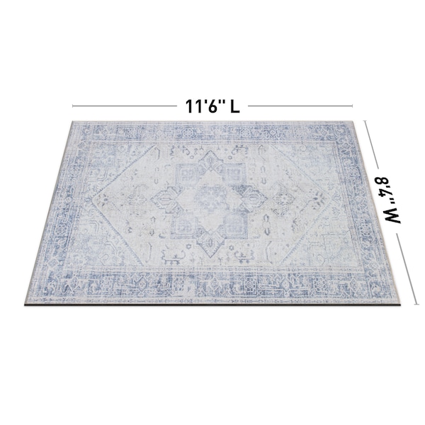 World Rug Gallery Medallion Boho Machine Washable Blue Area Rug 8'4''x11'6'' - 5054BLUE9X12
