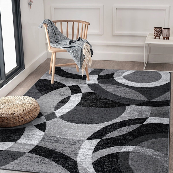 World Rug Gallery Contemporary Abstract Circles Soft Area Rug 9' x 12' Gray - 105GRAY9X12