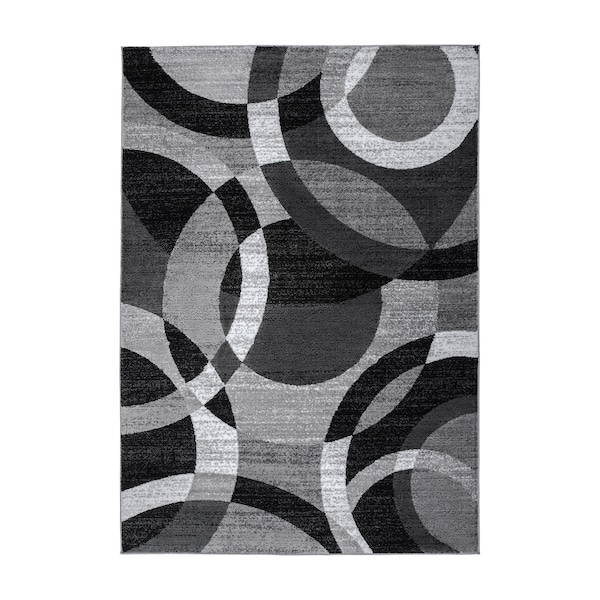 World Rug Gallery Contemporary Abstract Circles Soft Area Rug 9' x 12' Gray - 105GRAY9X12