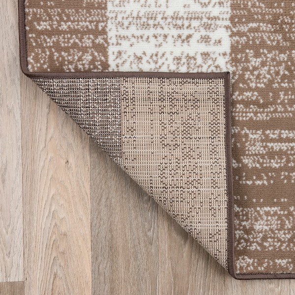 World Rug Gallery Contemporary Distressed Boxes Soft Area Rug 5' x 7' Brown - 3005BROWN5X7