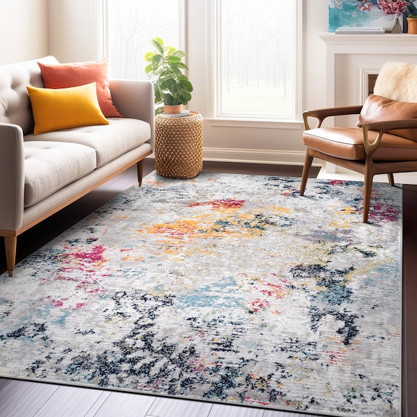 World Rug Gallery Modern Abstract Whispers Area Rug 5' X 7' Multi - 936MULTI5X7