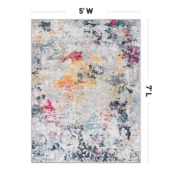 World Rug Gallery Modern Abstract Whispers Area Rug 5' X 7' Multi - 936MULTI5X7