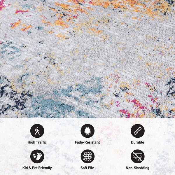 World Rug Gallery Modern Abstract Whispers Area Rug 5' X 7' Multi - 936MULTI5X7