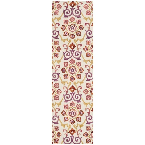 Safavieh 2 ft. - 3 in. x 8 ft. Suzani Hand Hooked Runner Rug - Ivory and Rust - SZN377A-28