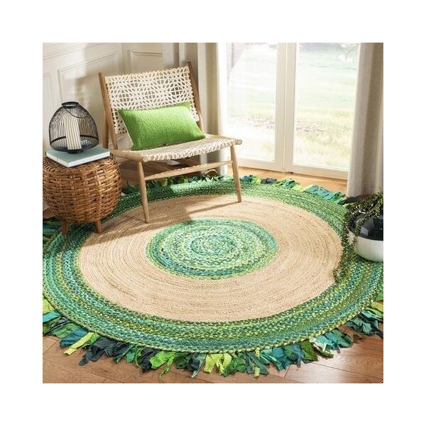 Safavieh Cape Cod Coastal Round Hand Woven RugsGreen & Natural 3 x 3 ft. - CAP701Y-3R
