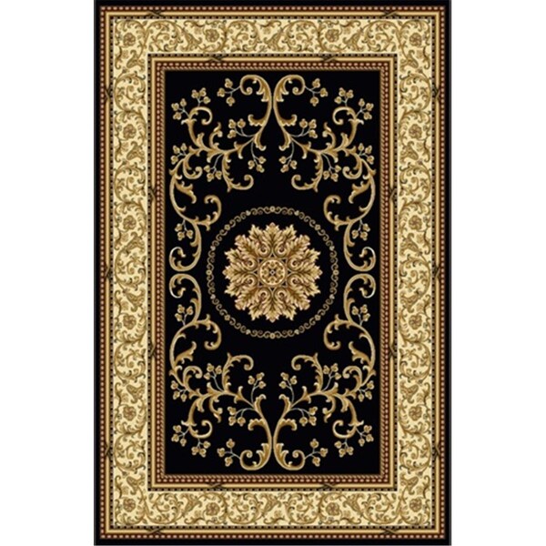 Radici Usa 1419-1324-BLACK Noble Rectangular Black Traditional Italy Area Rug- 2 ft. 2 in. W x 8 ft. H - 1419/1324/BLACK