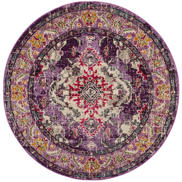 Safavieh Monaco Round Area Rug, Violet and Fuchsia - 5 x 5 ft. - MNC243P-5R