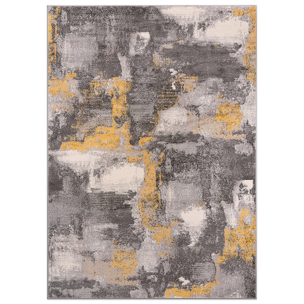 World Rug Gallery Brighton Modern Abstract Area Rug 5' X 7' Yellow - 4056YELLOW5X7