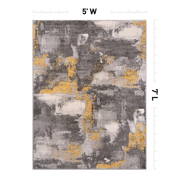 World Rug Gallery Brighton Modern Abstract Area Rug 5' X 7' Yellow - 4056YELLOW5X7