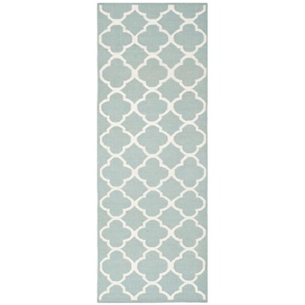 Safavieh Dhurries Hand Woven Flat Weave Rectangle Rug- Blue - Ivory- 2 ft. 6 in. x 9 ft. - DHU627A-29