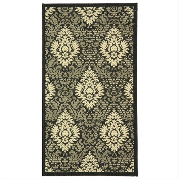Safavieh 2 Ft. - 7 In. X 5 Ft. Small Rectangle- Indoor - Outdoor Courtyard Black And Sand Machine Made Rug - CY2714-3908-3