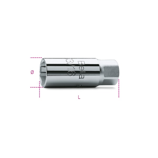 Beta 956E 3/8 in Sqaure Drive, 6-Point Spark Plug Socket, 17.8mm, 11/16 in - 009560021