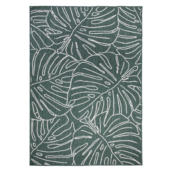 World Rug Gallery Contemporary Tropical Leaves Weather Resistant Indoor/Outdoor Area Rug 7' 10'' x 10' Green - 4031GREEN8X10