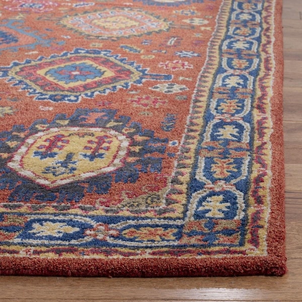 Safavieh 6 x 6 ft. Heritage Hand Tufted Area RugRust & Navy - HG427P-6SQ