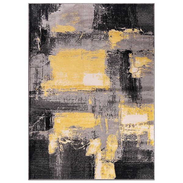 World Rug Gallery Contemporary Abstract Watercolor Design Soft Area Rug 5' x 7' Yellow - 398YELLOW5X7