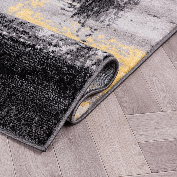 World Rug Gallery Contemporary Abstract Watercolor Design Soft Area Rug 5' x 7' Yellow - 398YELLOW5X7