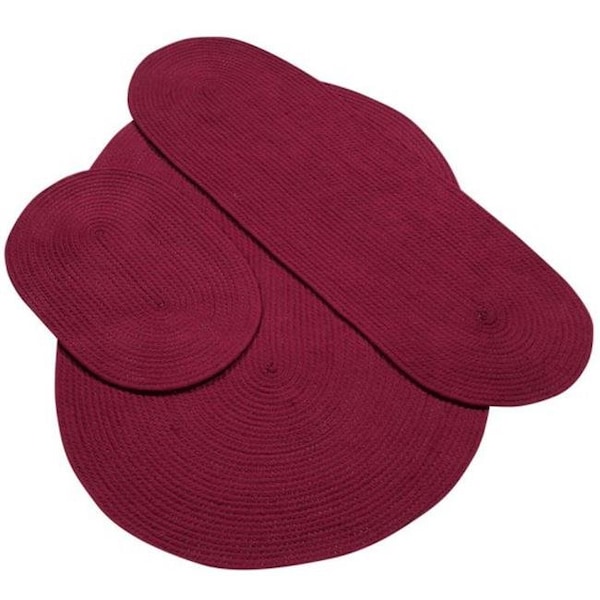 Better Trends Better Trends BRAL3PCBUS Alpine Solid Braided Rug Set; Burgundy - 3 Piece - BRAL3PCBUS