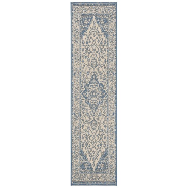 Safavieh 2 ft.-2 in. x 12 ft. Linden 100 Runner Rug - Cream & Blue - LND137N-212