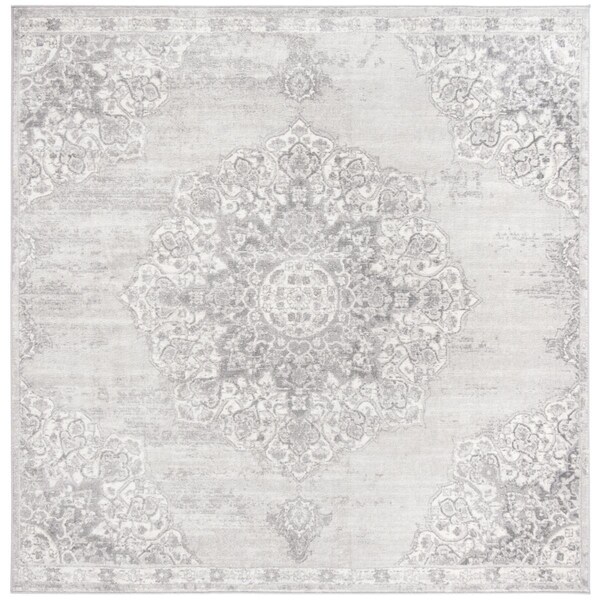 Safavieh 10 x 10 ft. Brentwood Bohemian Square Power Loomed Rug Grey & Ivory - BNT802F-10SQ