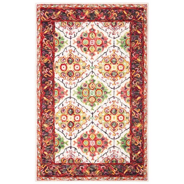 Safavieh 5 x 8 ft. Trace Hand Tufted & Transitional Rectangle RugIvory & Red - TRC524A-5