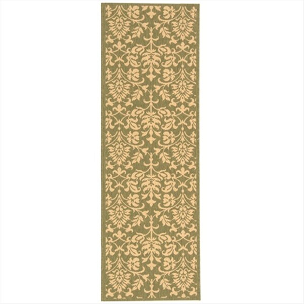 Safavieh 2 Ft. -4 In. X 6 Ft. -7 In. Runner Indoor-Outdoor Courtyard- Olive And Natural- Machine Made Rug - CY3416-1E06-27
